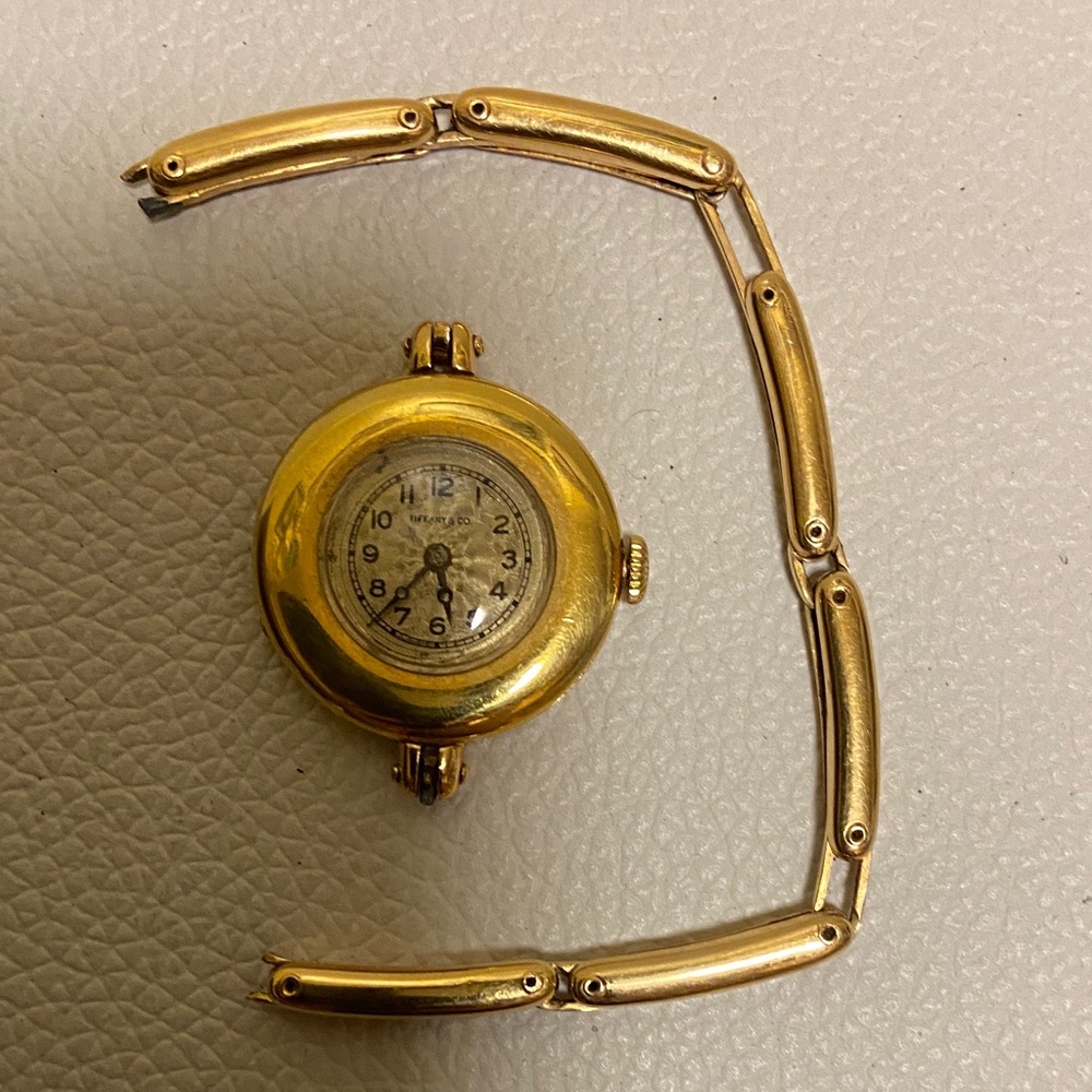 Tiffany & Co. Gold Watch with Blue Pouch
